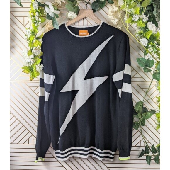 WISPR Men's Sweater Thunder Bolt Black White Pullover Size Medium - Picture 1 of 7
